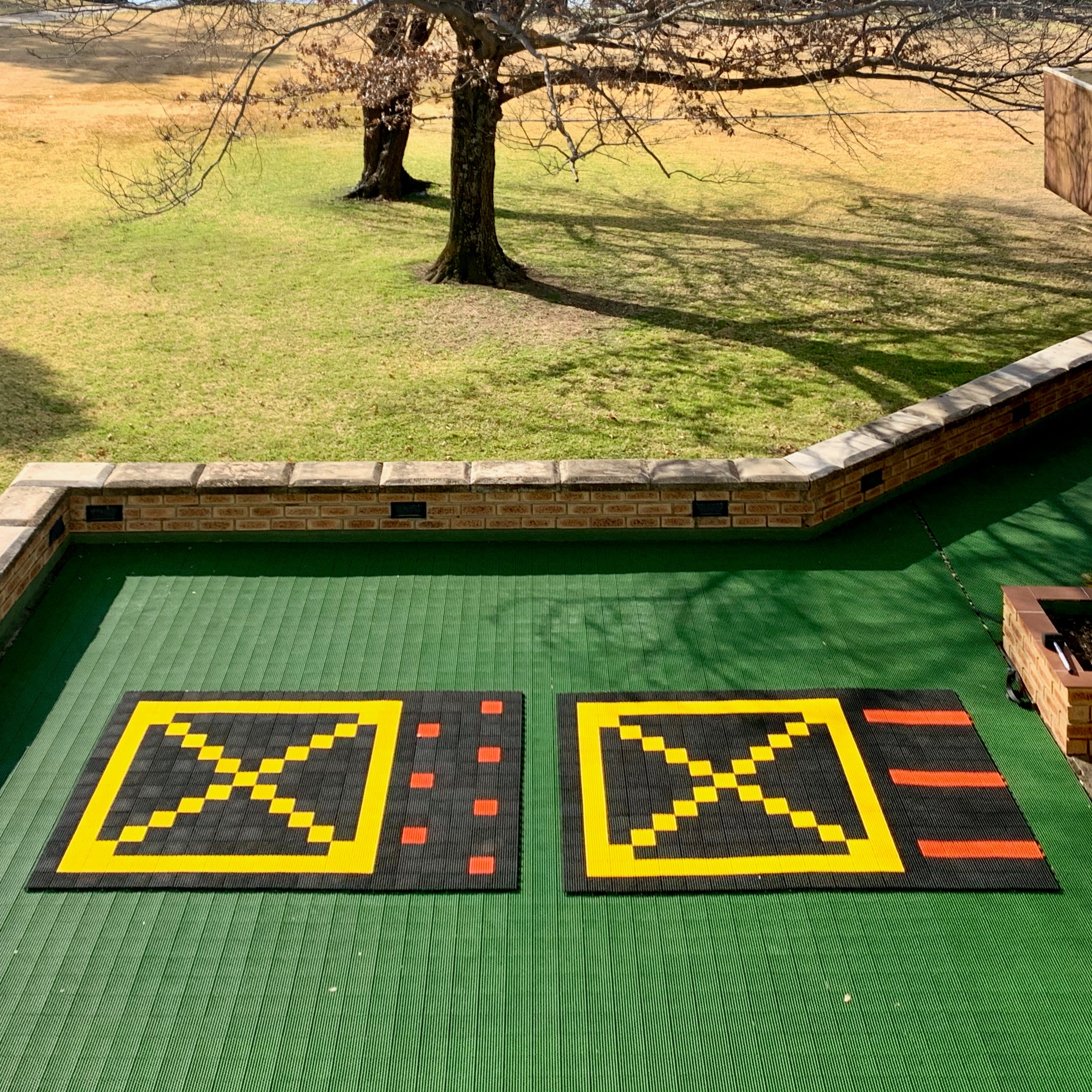 LOKFLOR Hockey Skills Mat Small Rectangular (Black & Yellow) | LokFlor